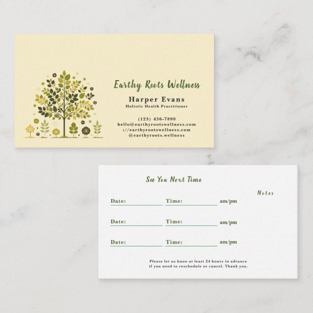 Botanical Tree Holistic Wellness Appointment＆ Business Card (Front/Back)