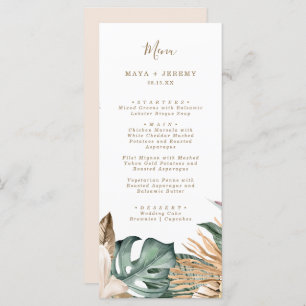 Botanical Tropical Floral Gold Mauve Wedding  Menu
