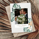 Botanical Tropical Floral Gold Mauve Wedding  Thank You Card<br><div class="desc">This tropical flower design wedding thank you card features tropical flair and is perfect for your beach or outdoor wedding. Customise with two of your favourite wedding or honeymoon photos and your custom message. Contact me if you have any special requests.</div>
