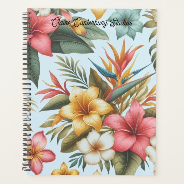 Botanical Tropical Flower Pattern  Planner (Front)