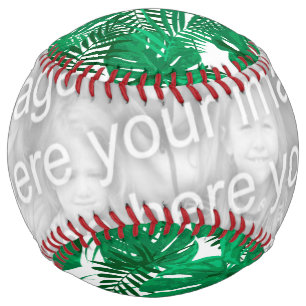 Botanical Tropical Green Leaves Add Your Own Photo Softball