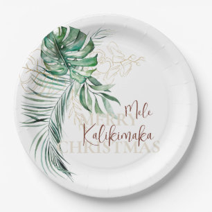 Botanical Tropical Mele Kalikimaka   Custom Paper Plate