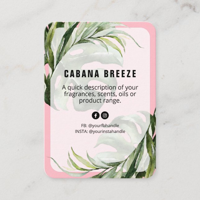 Botanical Tropical Pink Product Price List Card (Front)