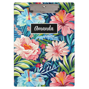 Botanical Tropical Summer Flowers Pattern Floral Clipboard