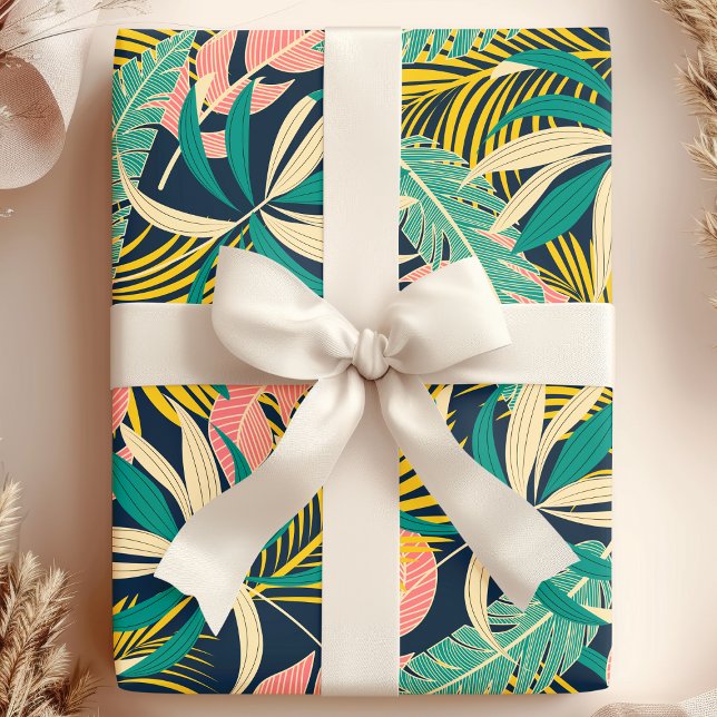 Botanical Tropical Summer Palm Leaves Wrapping Paper (Creator Uploaded)
