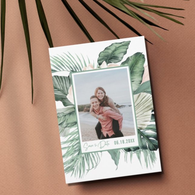 Botanical Tropical Wedding Photo Save The Date (Creator Uploaded)