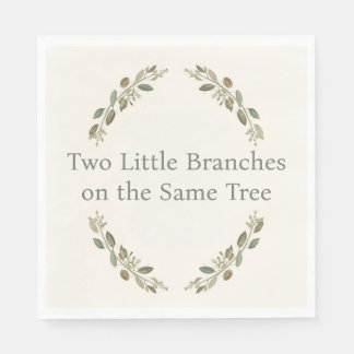 Botanical Twin Baby Shower Olive Branch Boho Green Napkin