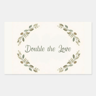 Botanical Twin Baby Shower Olive Branch Boho Green Rectangular Sticker