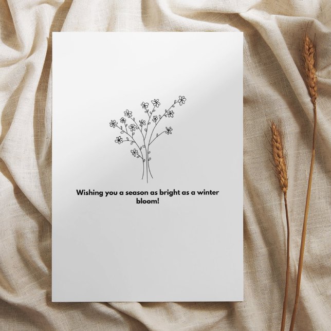 Botanical Typography Flower Happy Holiday Card (Creator Uploaded)