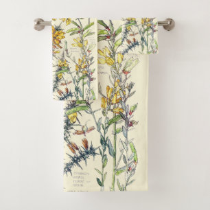 Botanical Vintage Broom Flowers Bath Towel Set