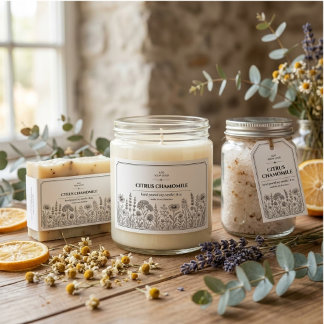 Botanical vintage candle or bath product label