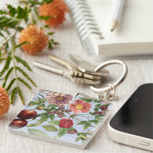 Botanical vintage design key ring