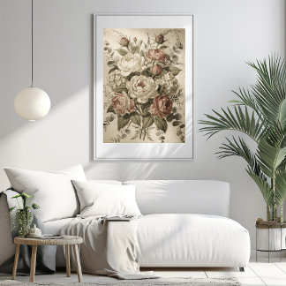 Botanical Vintage Flowers  Poster
