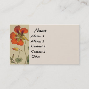 Botanical Vintage Nasturtium Floral Business Card