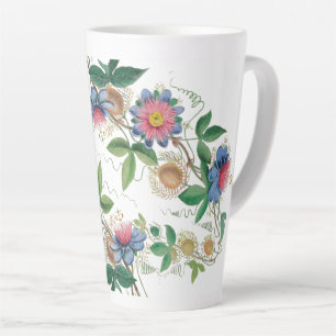 Botanical Vintage Passion Flowers Latte Mug