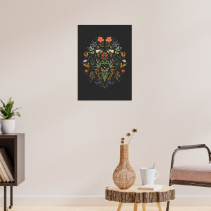 Botanical vintage spring flowers illustration poster