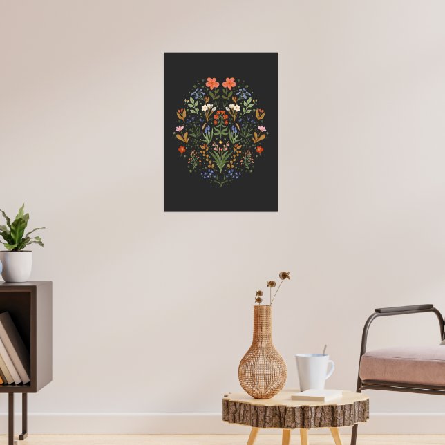 Botanical vintage spring flowers illustration  poster (Living Room 3)