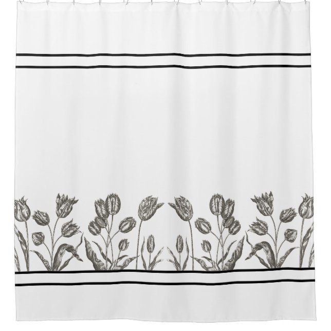 Botanical Vintage Tulip Flowers Shower Curtain (Front)