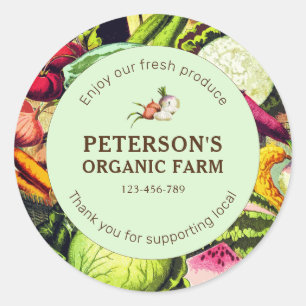 Botanical Vintage Vegetables Local Farmer Label