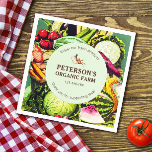 Botanical Vintage Vegetables Local Farmer Label Napkin