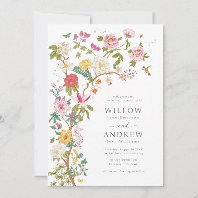 Botanical Vintage Wedding Invitation (Front)