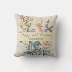  Botanical Vintaqe Wildflower Grandma Birthday Cushion
