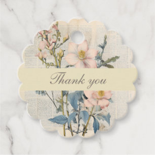 Botanical Vintaqe Wildflower Thank You Favour Tags