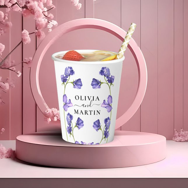 Botanical Violets Purple Flowers Wedding Paper Cup (Creator Uploaded)