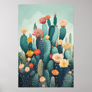 Botanical Wall Décor - Vintage Flowering Cactus Poster