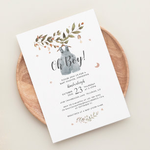 Botanical Watercolor Boho Boy Baby Shower Invitation