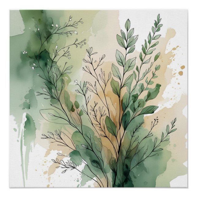 Botanical Watercolor Canvas – Minimalist Nature-In Poster (Front)