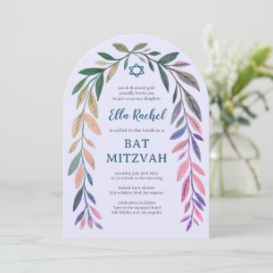 Botanical Watercolor CUSTOM Bar Bat Mitzvah Arch Invitation