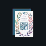 Botanical Watercolor CUSTOM QR Bar Bat Mitzvah Enclosure Card<br><div class="desc">Perfect ENCLOSURE card to announce a bat mitzvah, bar mitzvah or other Jewish celebration! Hand drawn delicate leaf trame art for you! FULLY CUSTOMIZABLE! Click on “Personalize” above to edit the text and add your link to the QR code. Click "edit using design tool" to adjust the fonts, colors and...</div>