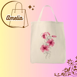 Botanical Watercolor Doodle Image Tote Bag