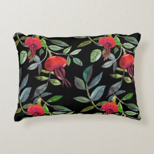 Botanical watercolor drawing dogrose pattern. Brig Decorative Cushion