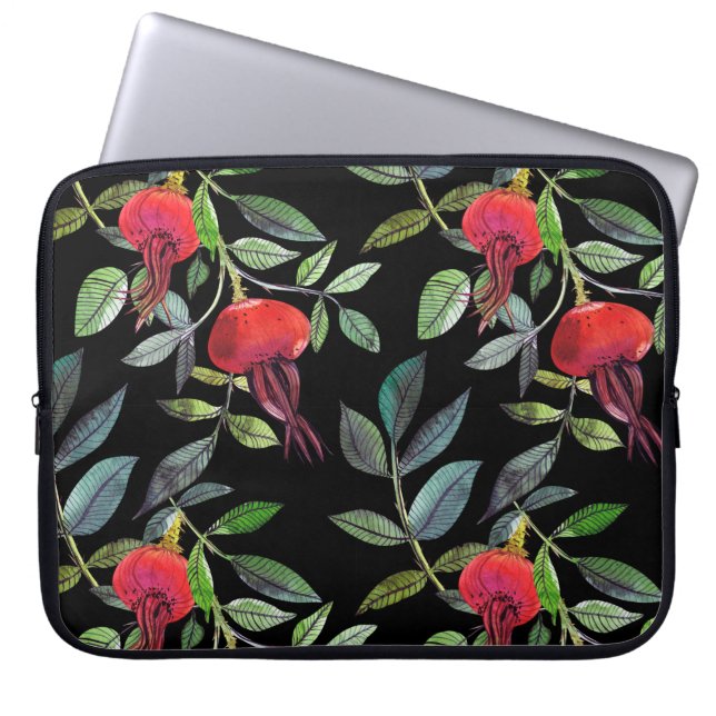 Botanical watercolor drawing dogrose pattern. Brig Laptop Sleeve (Front)