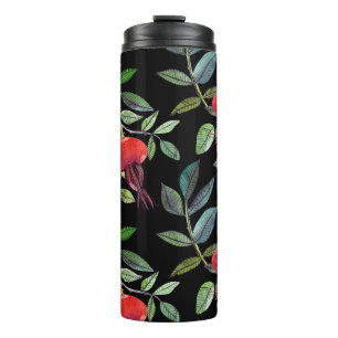 Botanical watercolor drawing dogrose pattern. Brig Thermal Tumbler