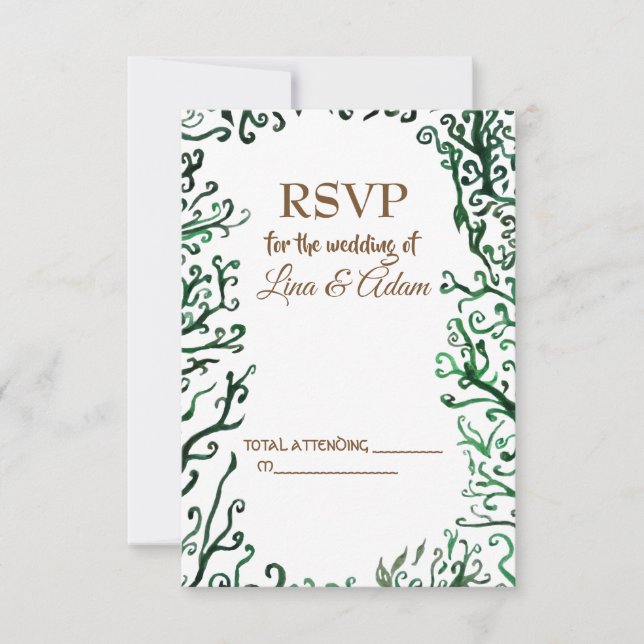 Botanical, Watercolor, Elegant  RSVP Photo Card (Front)