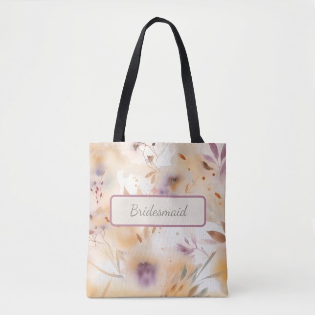 Botanical Watercolor Floral  Tote Bag (Front)