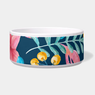 Botanical watercolor: flowers, leaves ornament.