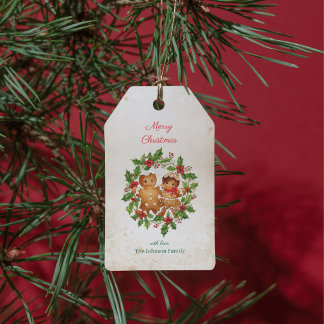 Botanical Watercolor Gingerbread Cookies Christmas Gift Tags