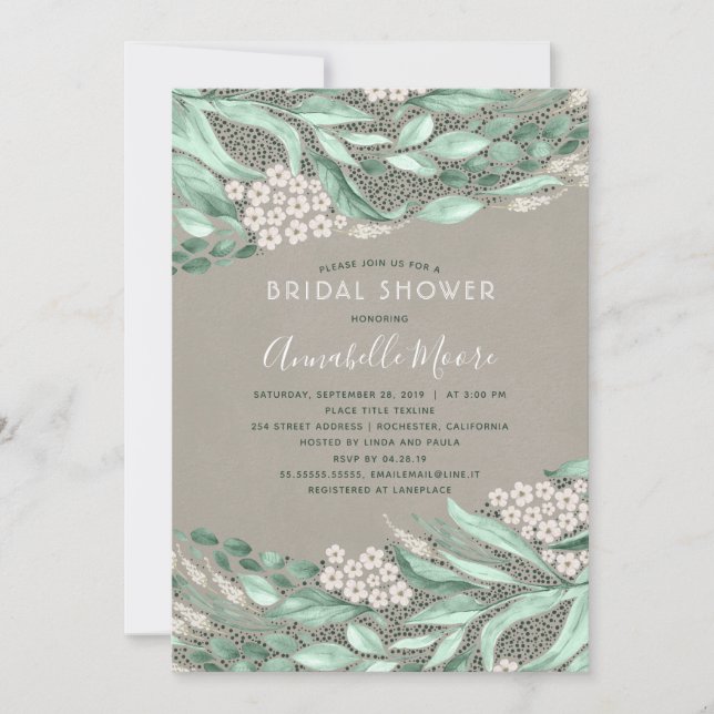 Botanical Watercolor Greenery Bridal Shower Invitation (Front)