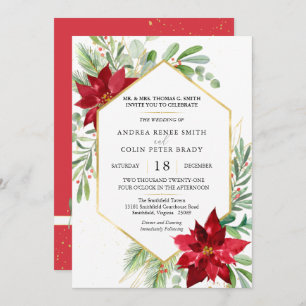 Botanical Watercolor Greenery Christmas Wedding In Invitation