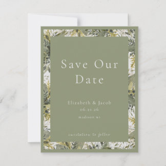 Botanical Watercolor Greenery Save the Date