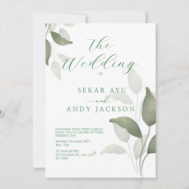 botanical watercolor invitation (Front)