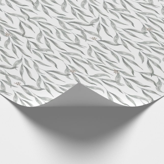 Botanical Watercolor Leaves Australian Eucalyptus Wrapping Paper (Corner)