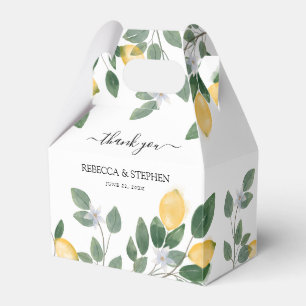 Botanical Watercolor Lemon & Greenery Wedding Favour Box