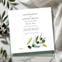 Botanical Watercolor Olive Branch Wedding Invite