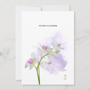 Botanical Watercolor Orchid Wedding Invitation