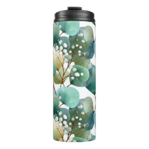 Botanical Watercolor Pattern: Seamless Background Thermal Tumbler